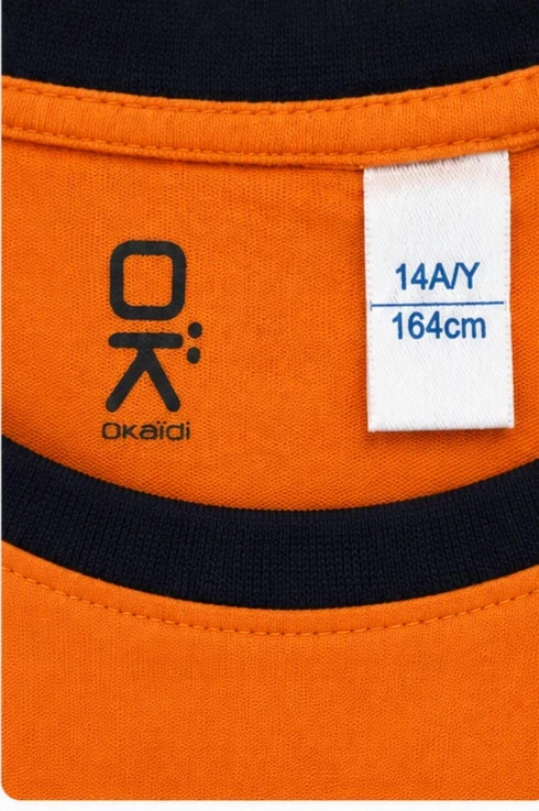 Orange Okäidi T-shirt – 14 years – Fun sports pattern – photo 2